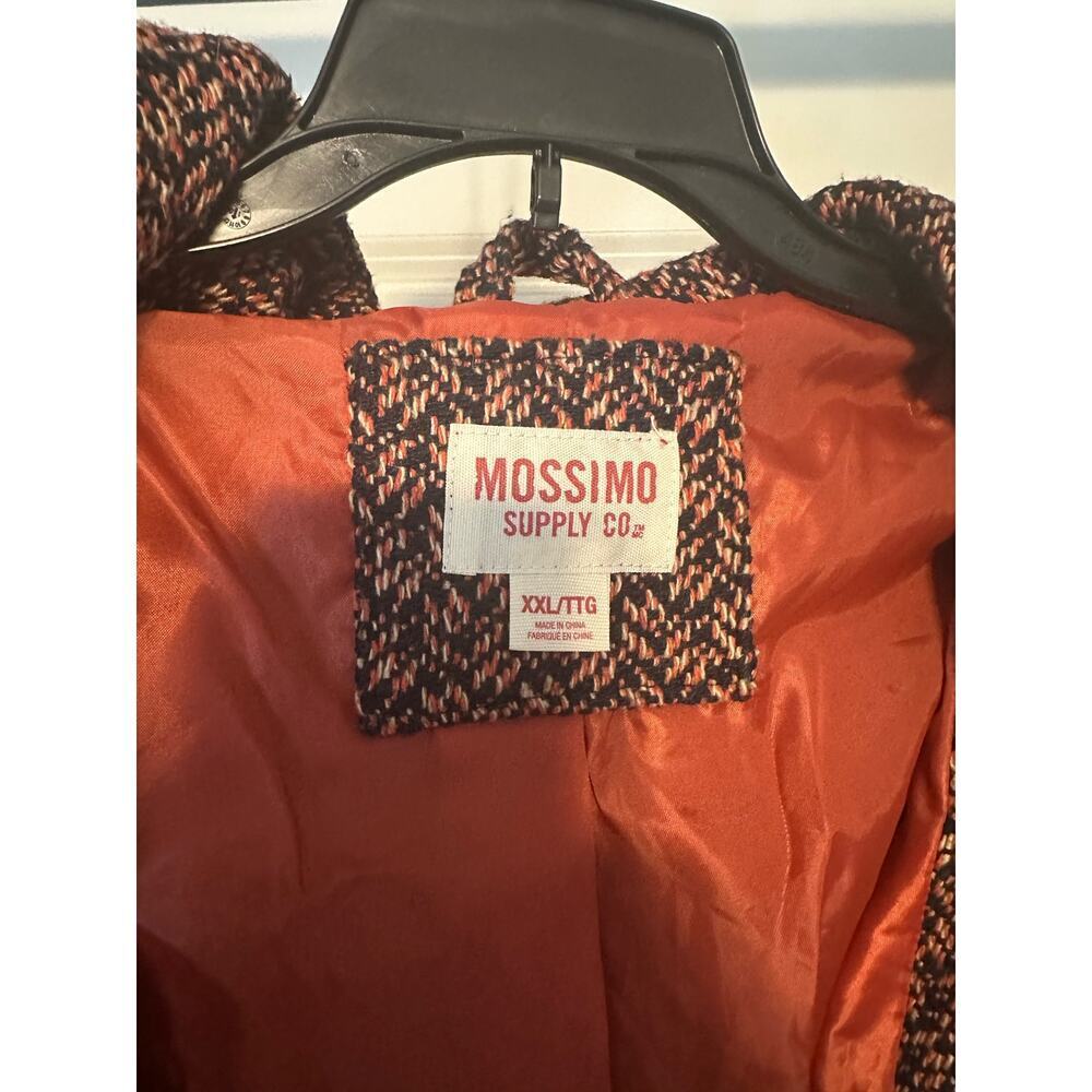 Mossimo Supply Co Women's S Tweed Burgundy Winter-Fall Belted Coat With Hood XXL - Picture 2 of 3